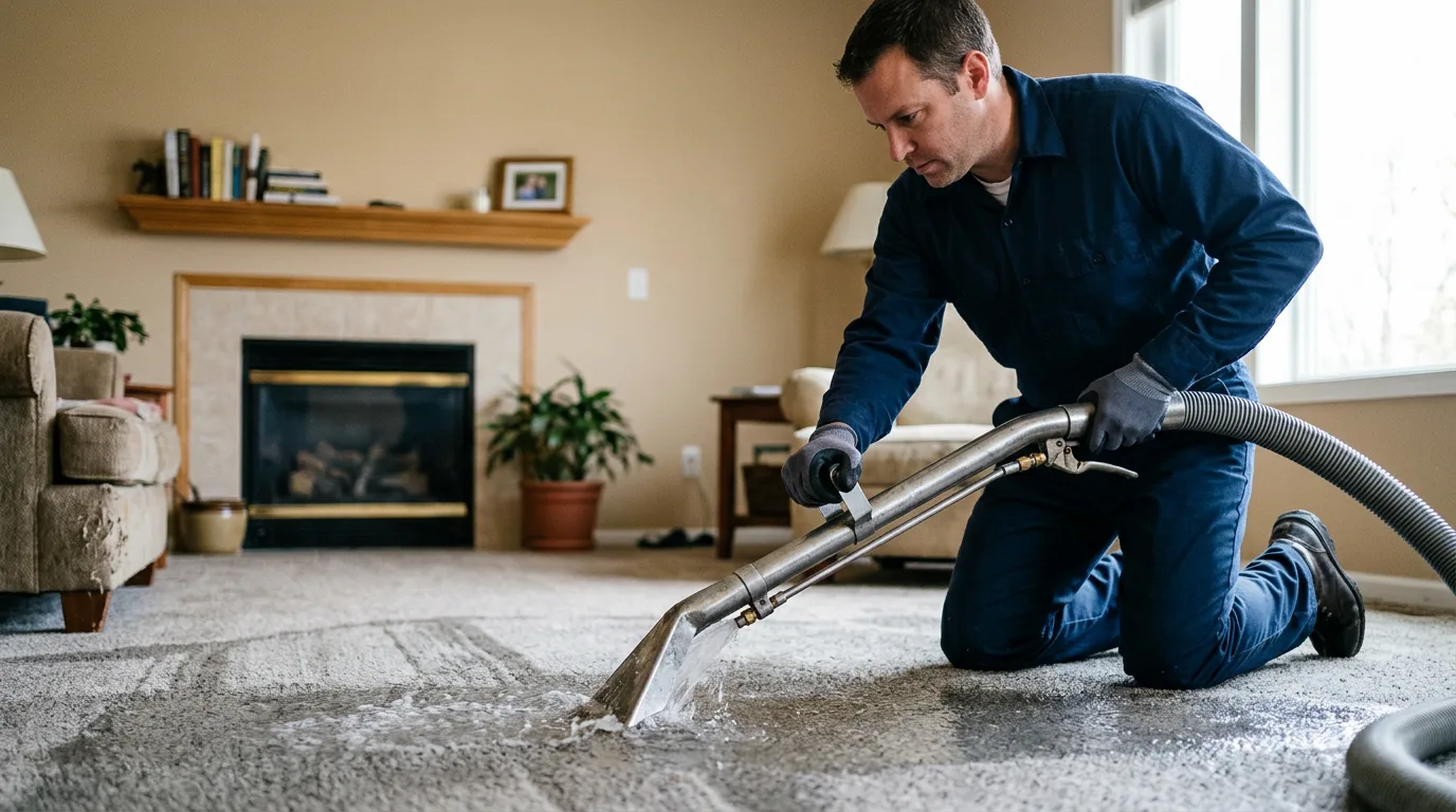 Water damage restoration technician working near Premium, KY